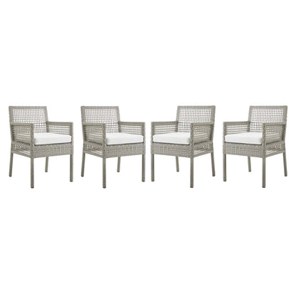 Aura Dining Armchair Outdoor Patio Wicker Rattan Set of 4