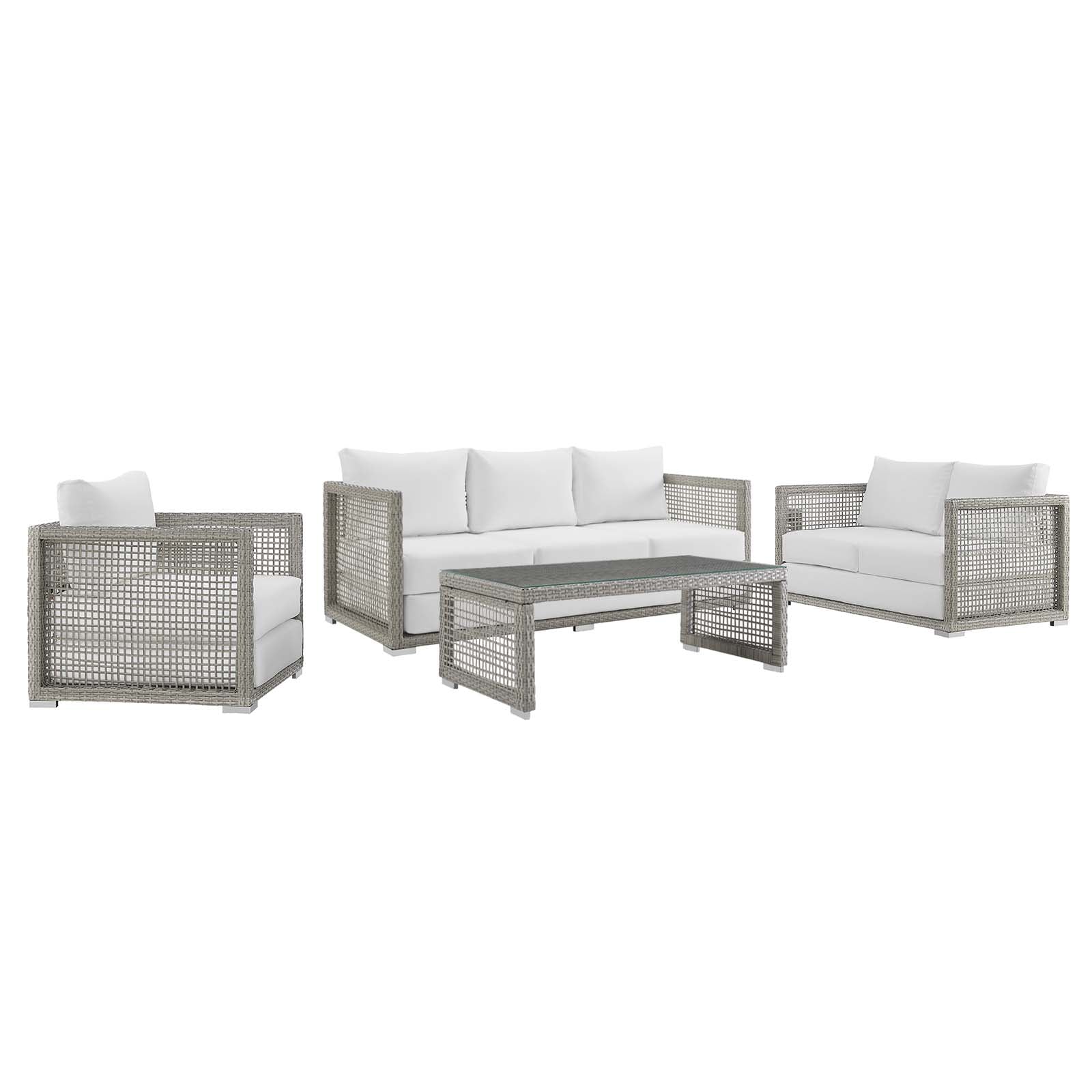 Aura 4 Piece Outdoor Patio Wicker Rattan Set