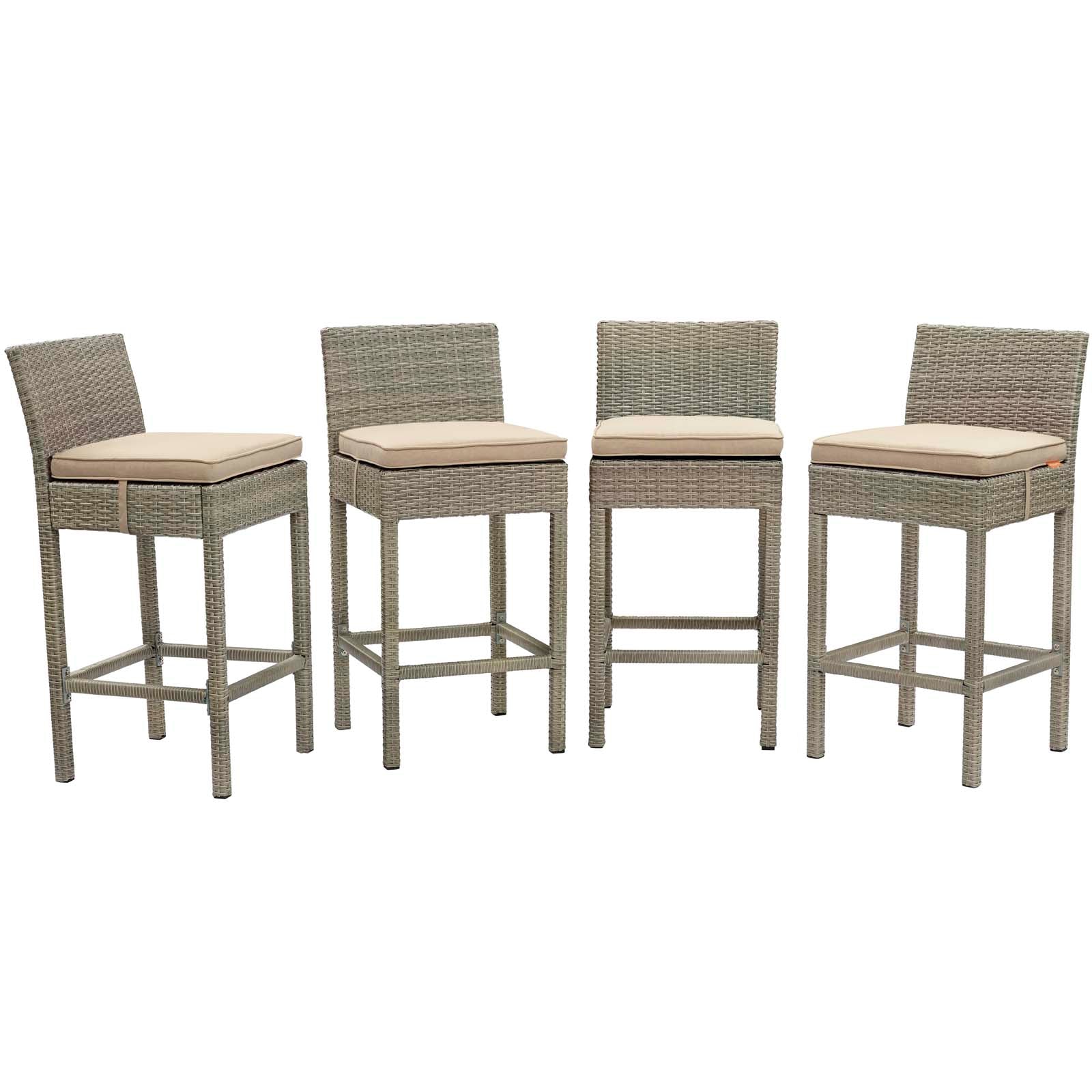 Conduit Bar Stool Outdoor Patio Wicker Rattan Set of 4