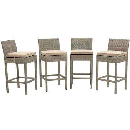 Conduit Bar Stool Outdoor Patio Wicker Rattan Set of 4