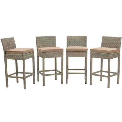 Conduit Bar Stool Outdoor Patio Wicker Rattan Set of 4