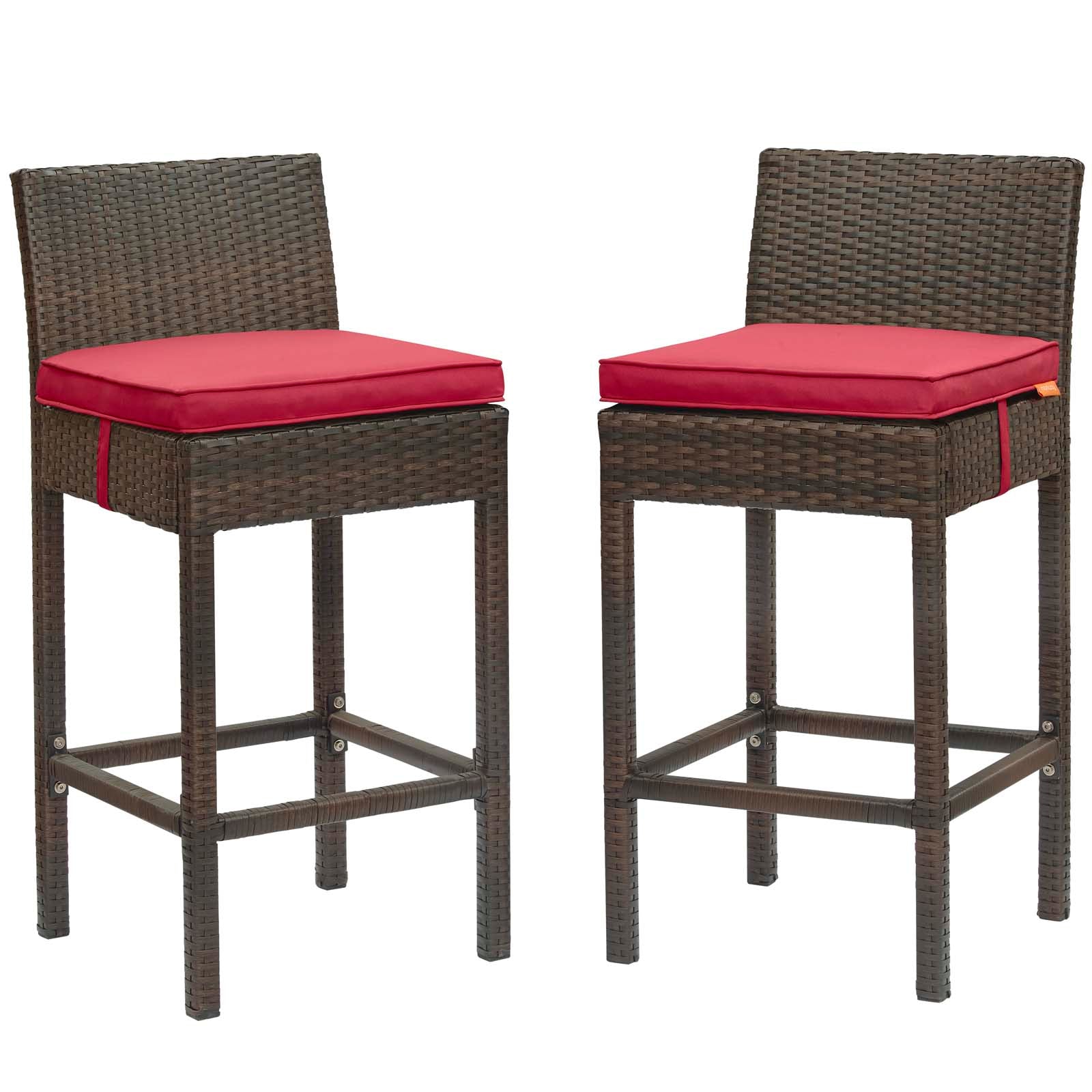 Conduit Bar Stool Outdoor Patio Wicker Rattan Set of 2