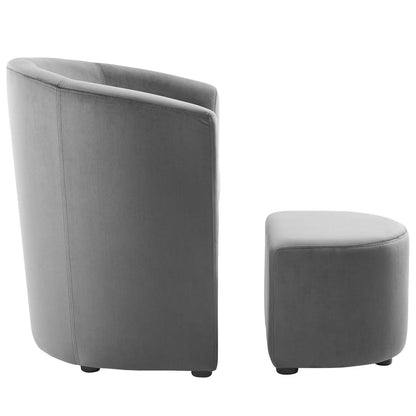 Divulge Performance Velvet Arm Chair and Ottoman Set