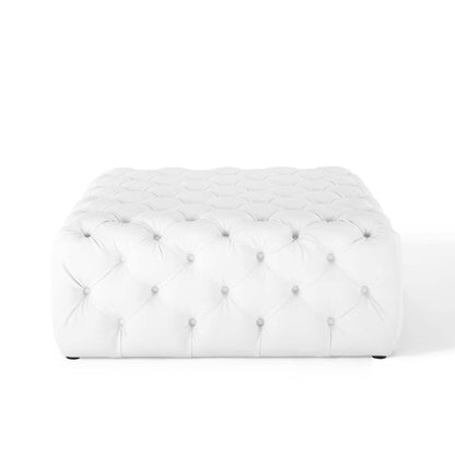 Amour Tufted Button Large Square Faux Leather Ottoman