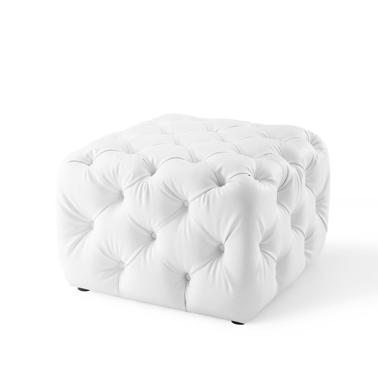 Amour Tufted Button Square Faux Leather Ottoman