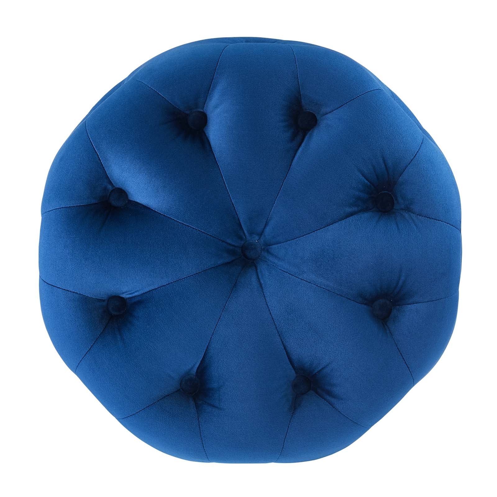 Amour Tufted Button Round Performance Velvet Ottoman