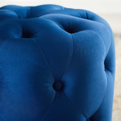 Amour Tufted Button Round Performance Velvet Ottoman