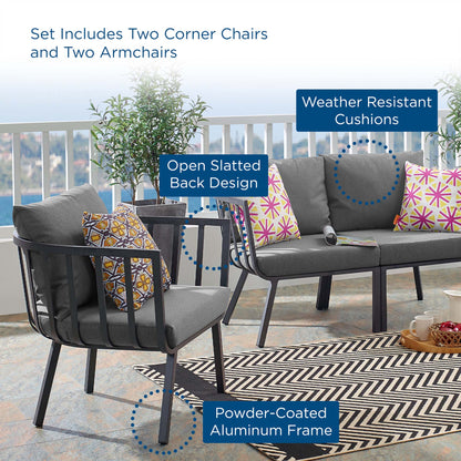 Riverside 4 Piece Outdoor Patio Aluminum Set