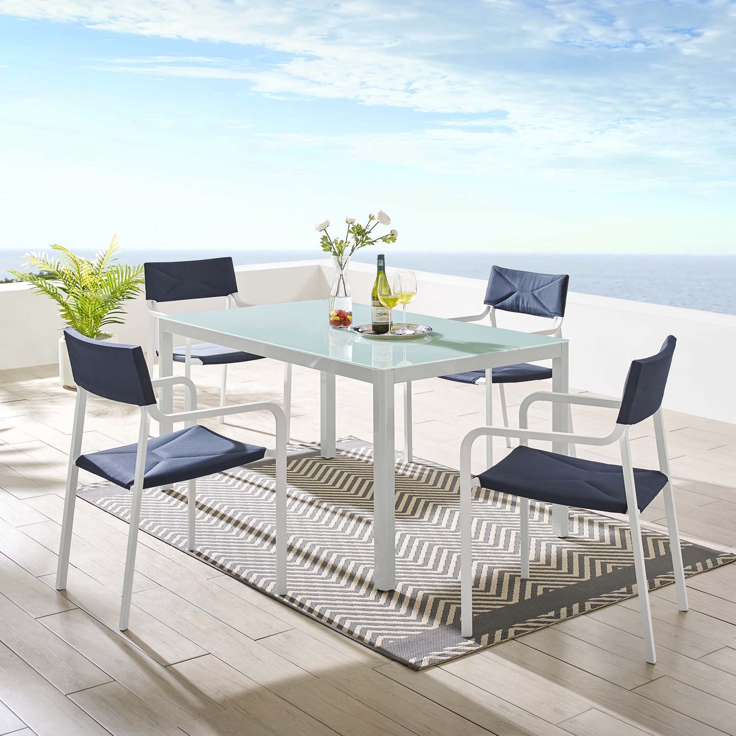 Raleigh 5 Piece Outdoor Patio Aluminum Dining Set