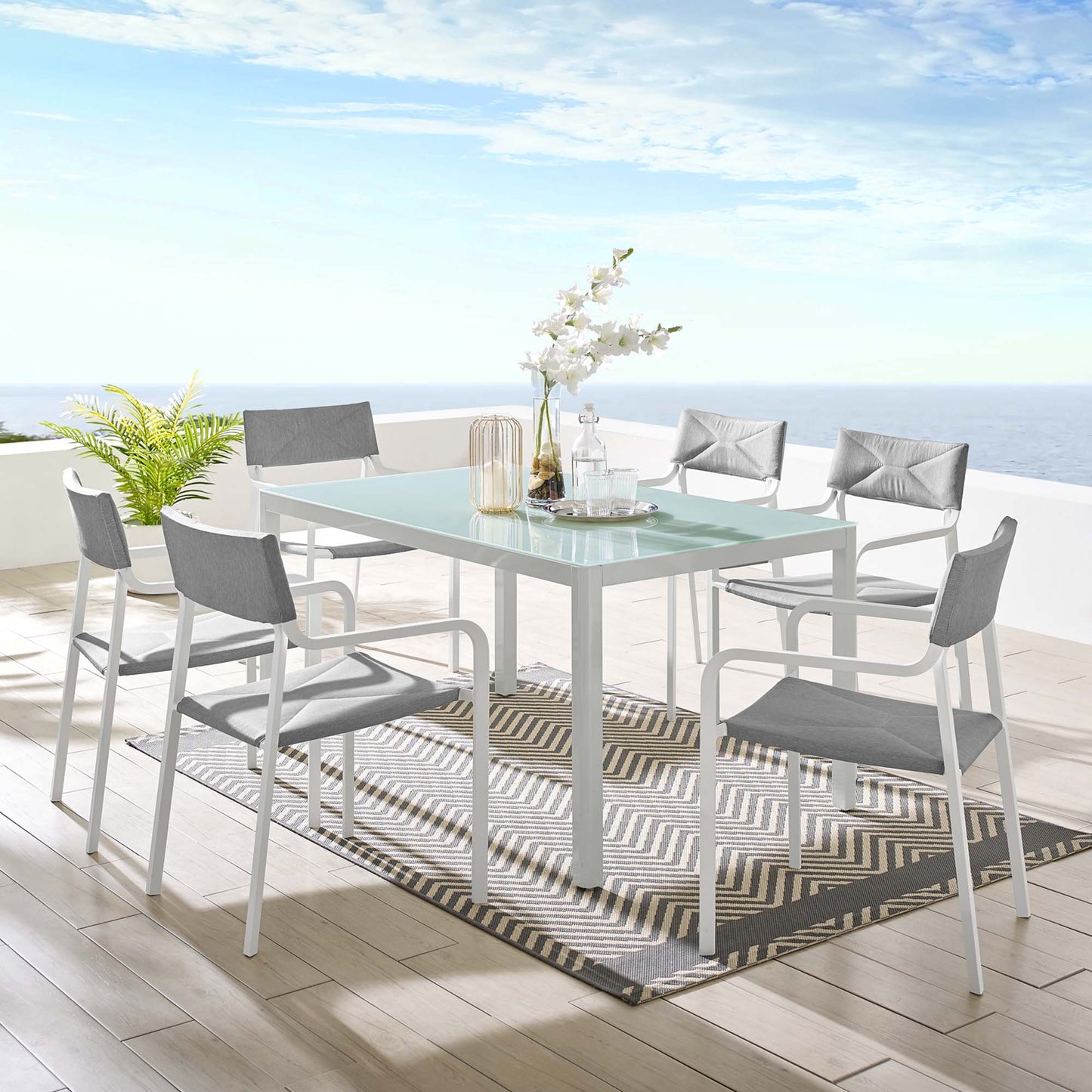 Raleigh 7 Piece Outdoor Patio Aluminum Dining Set