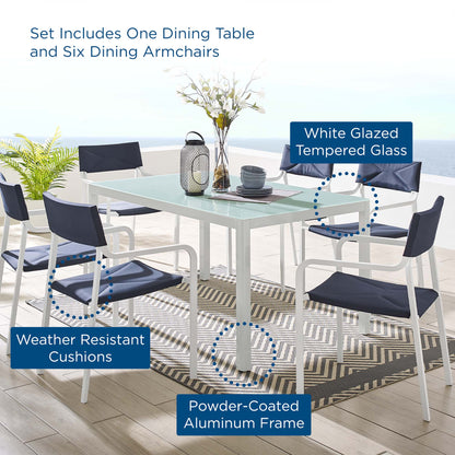 Raleigh 7 Piece Outdoor Patio Aluminum Dining Set