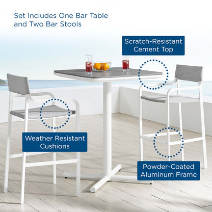 Raleigh 3 Piece Outdoor Patio Aluminum Bar Set