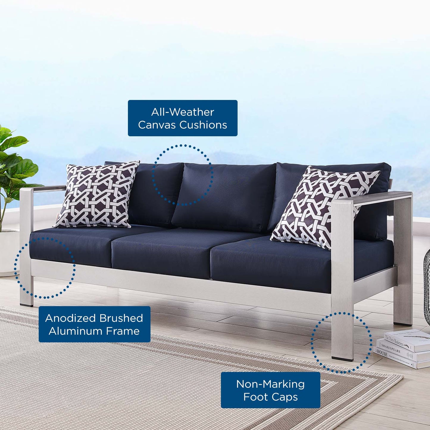 Shore Outdoor Patio Aluminum Sofa