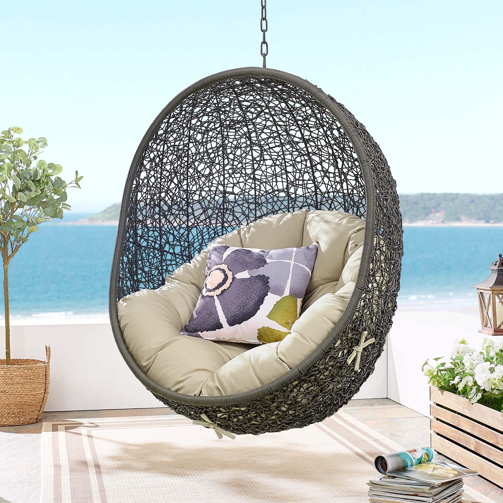 Hide Outdoor Patio Sunbrella® Swing Chair With Stand