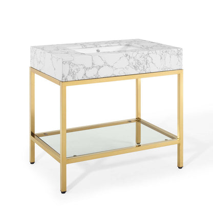 Kingsley 36" Gold Stainless Steel Bathroom Vanity