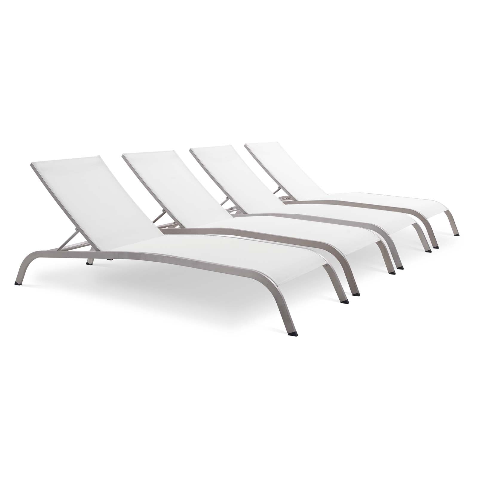 Savannah Outdoor Patio Mesh Chaise Lounge Set of 4