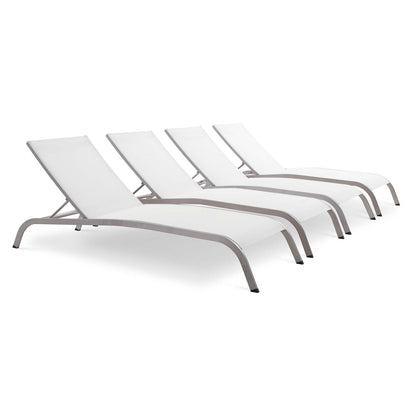 Savannah Outdoor Patio Mesh Chaise Lounge Set of 4