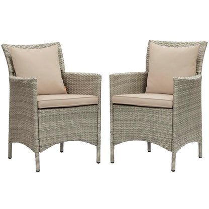 Conduit Outdoor Patio Wicker Rattan Dining Armchair Set of 2