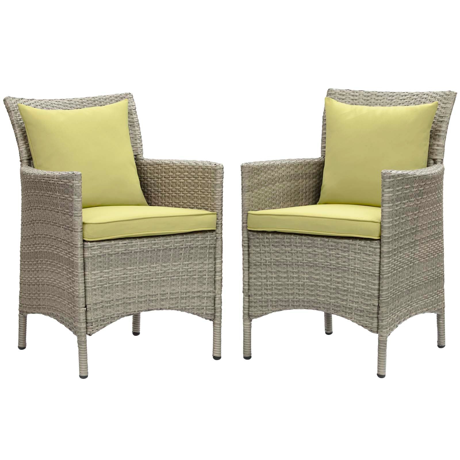 Conduit Outdoor Patio Wicker Rattan Dining Armchair Set of 2