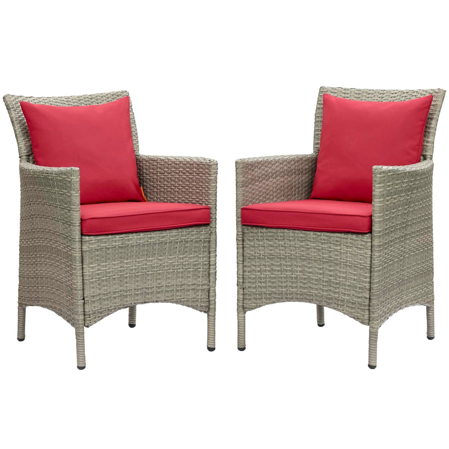 Conduit Outdoor Patio Wicker Rattan Dining Armchair Set of 2