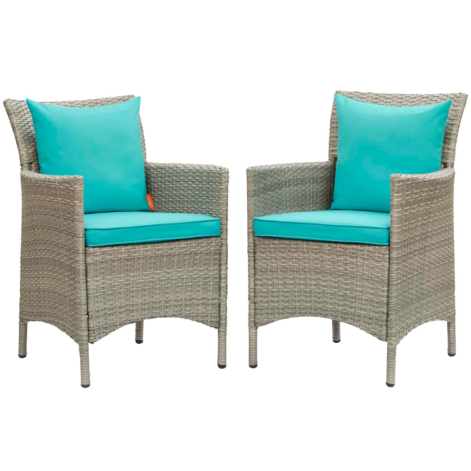 Conduit Outdoor Patio Wicker Rattan Dining Armchair Set of 2