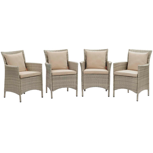 Conduit Outdoor Patio Wicker Rattan Dining Armchair Set of 4