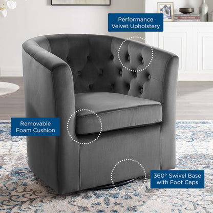 Prospect Tufted Performance Velvet Swivel Armchair