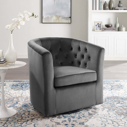 Prospect Tufted Performance Velvet Swivel Armchair