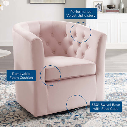 Prospect Tufted Performance Velvet Swivel Armchair