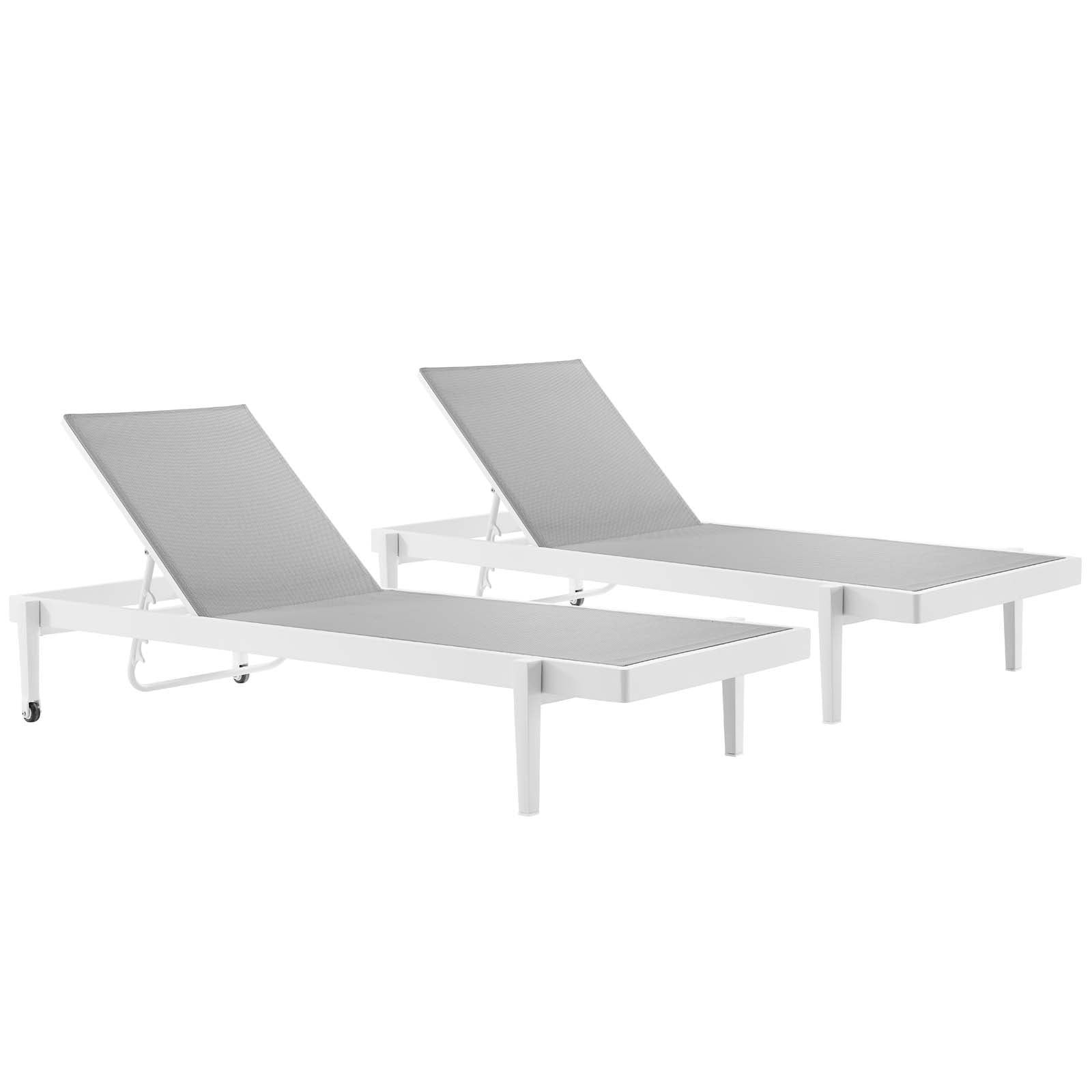 Charleston Outdoor Patio Aluminum Chaise Lounge Chair Set of 2