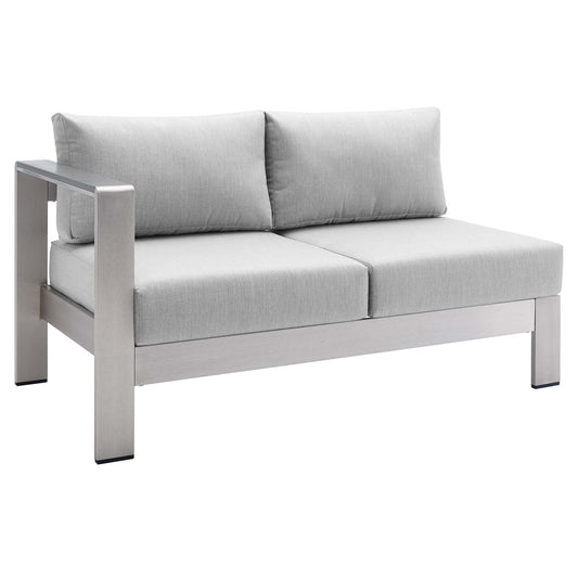 Shore Sunbrella® Fabric Aluminum Outdoor Patio Left-Arm Loveseat