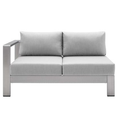 Shore Sunbrella® Fabric Aluminum Outdoor Patio Left-Arm Loveseat