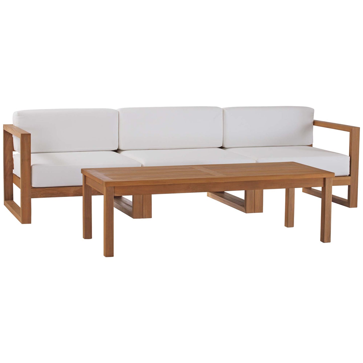 Upland Outdoor Patio Teak Wood 4-Piece Furniture Set