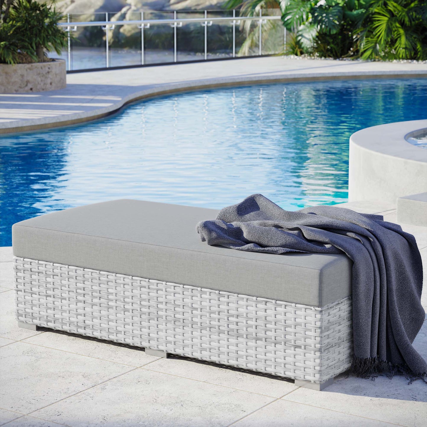 Convene Outdoor Patio Rectangular Ottoman