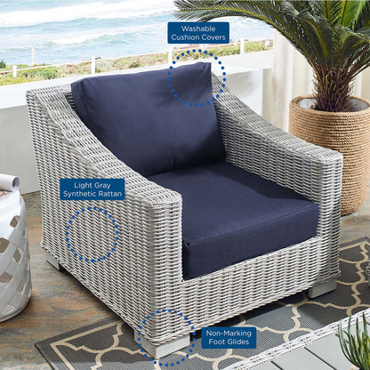 Conway Sunbrella® Outdoor Patio Wicker Rattan 2-Piece Armchair and Ottoman Set