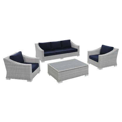 Conway Sunbrella® Outdoor Patio Wicker Rattan 4-Piece Furniture Set