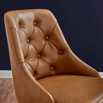 Distinct Tufted Swivel Vegan Leather Office Chair