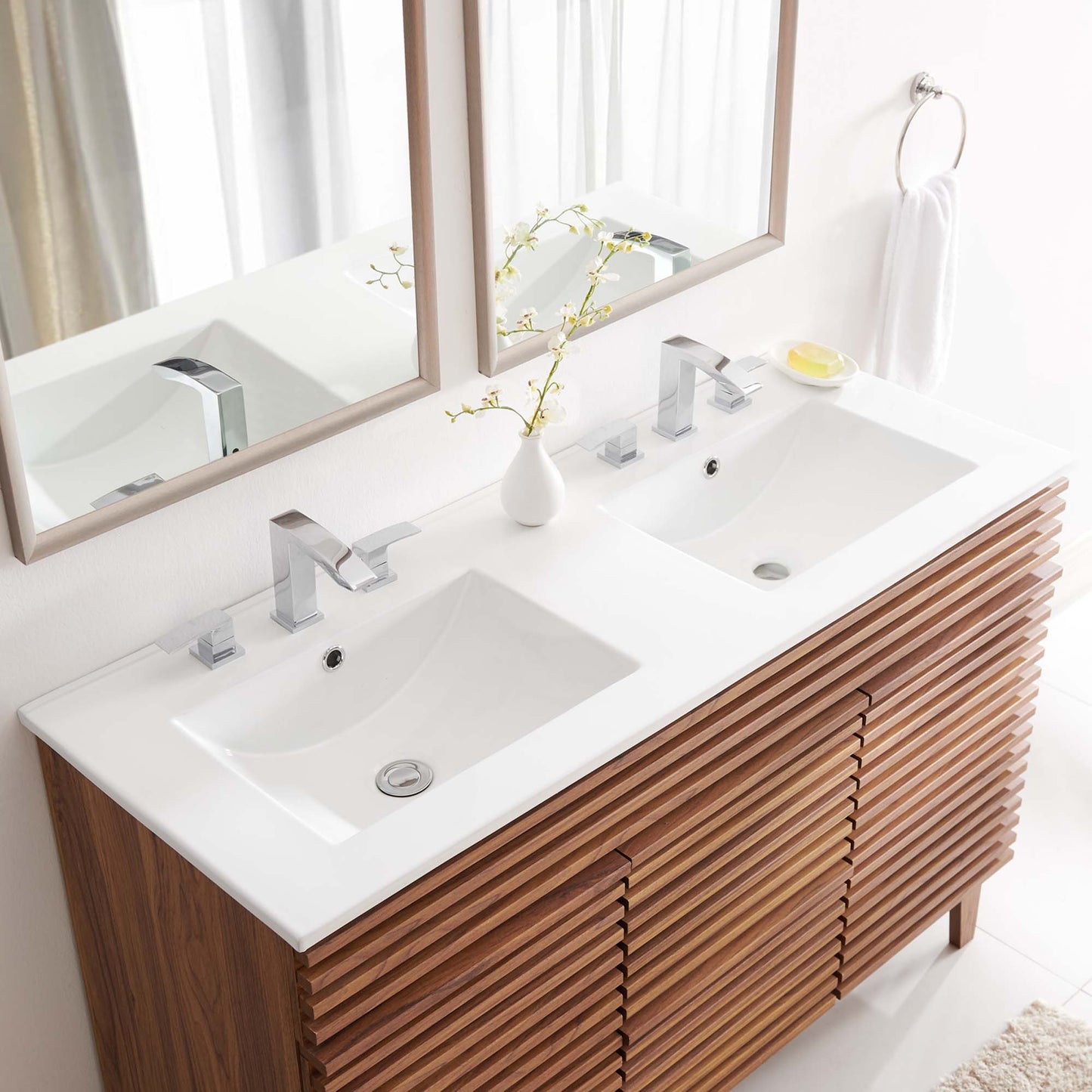 Cayman 48" Double Basin Bathroom Sink White