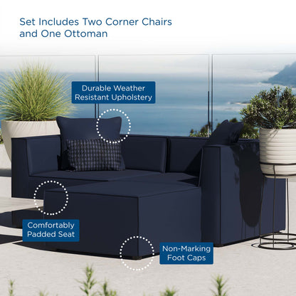 Saybrook Outdoor Patio Upholstered Loveseat and Ottoman Set