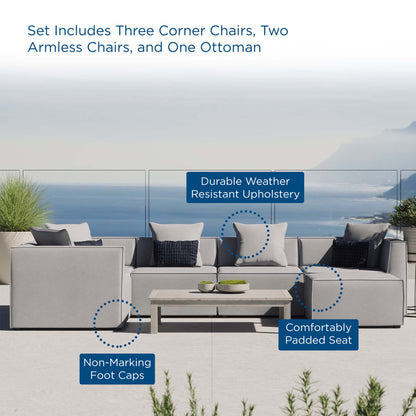 Saybrook Outdoor Patio Upholstered 6-Piece Sectional Sofa