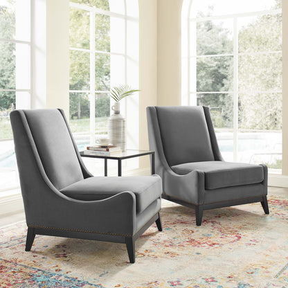 Confident Lounge Chair Upholstered Performance Velvet Set of 2