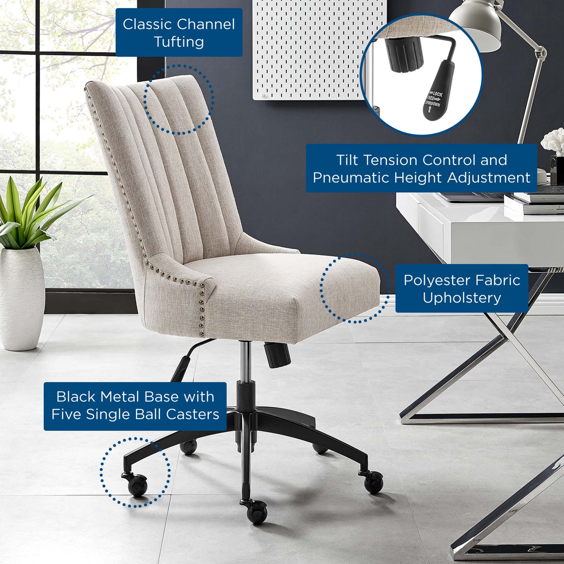 Empower Channel Tufted Fabric Office Chair