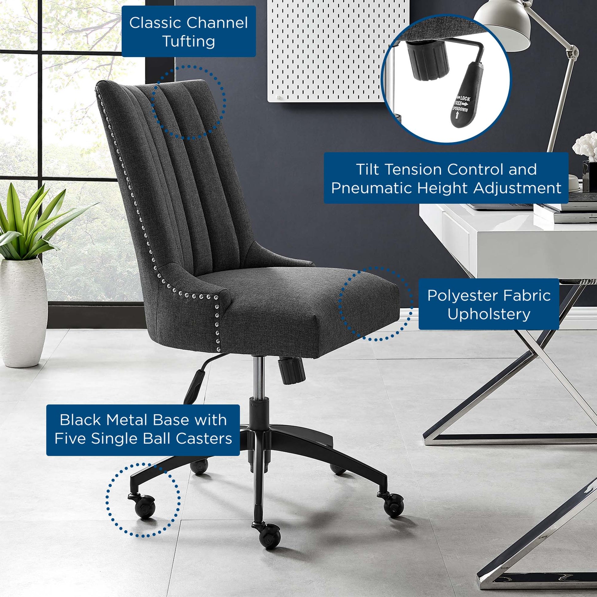 Empower Channel Tufted Fabric Office Chair