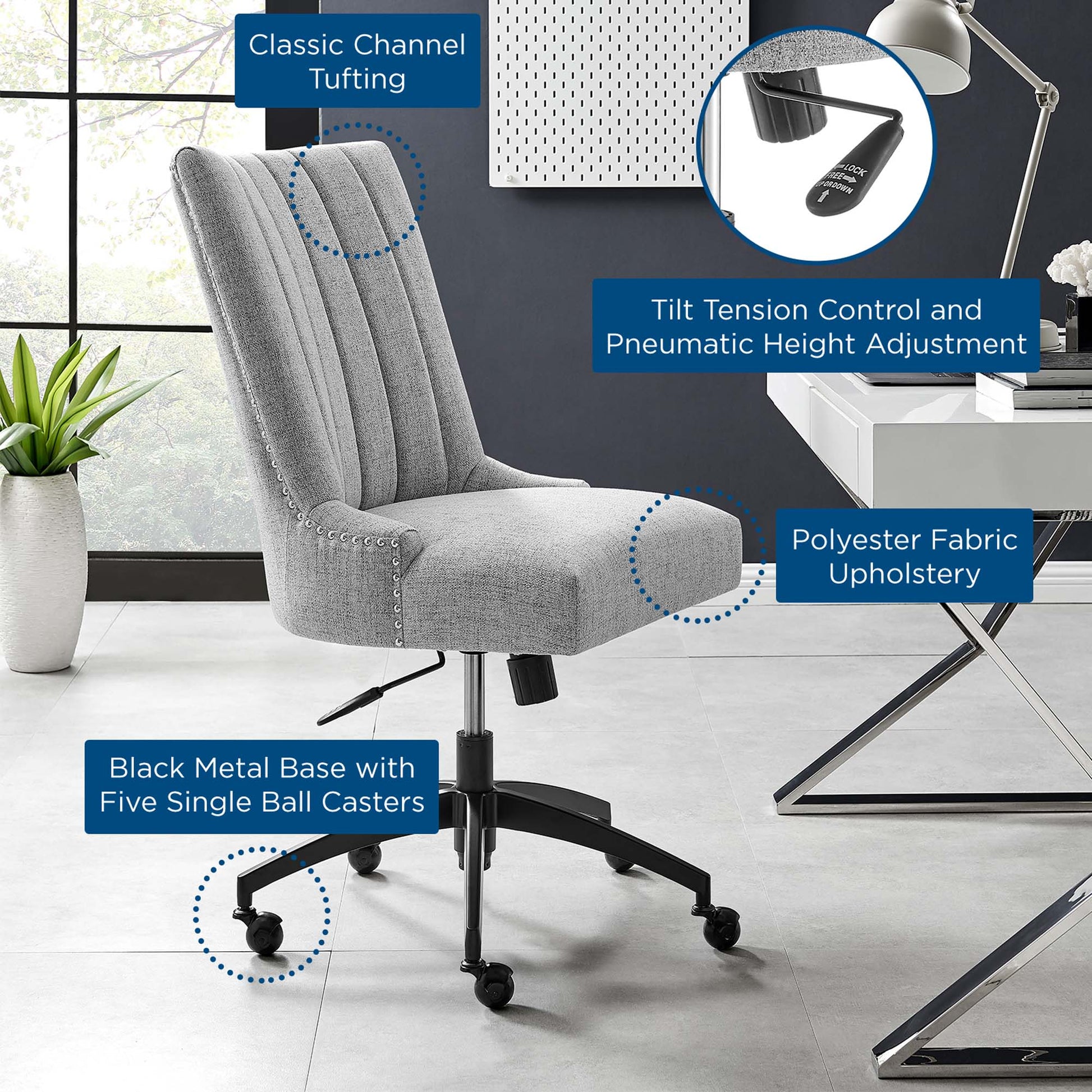 Empower Channel Tufted Fabric Office Chair