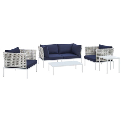 Harmony 5-Piece Sunbrella® Basket Weave Outdoor Patio Aluminum Seating Set