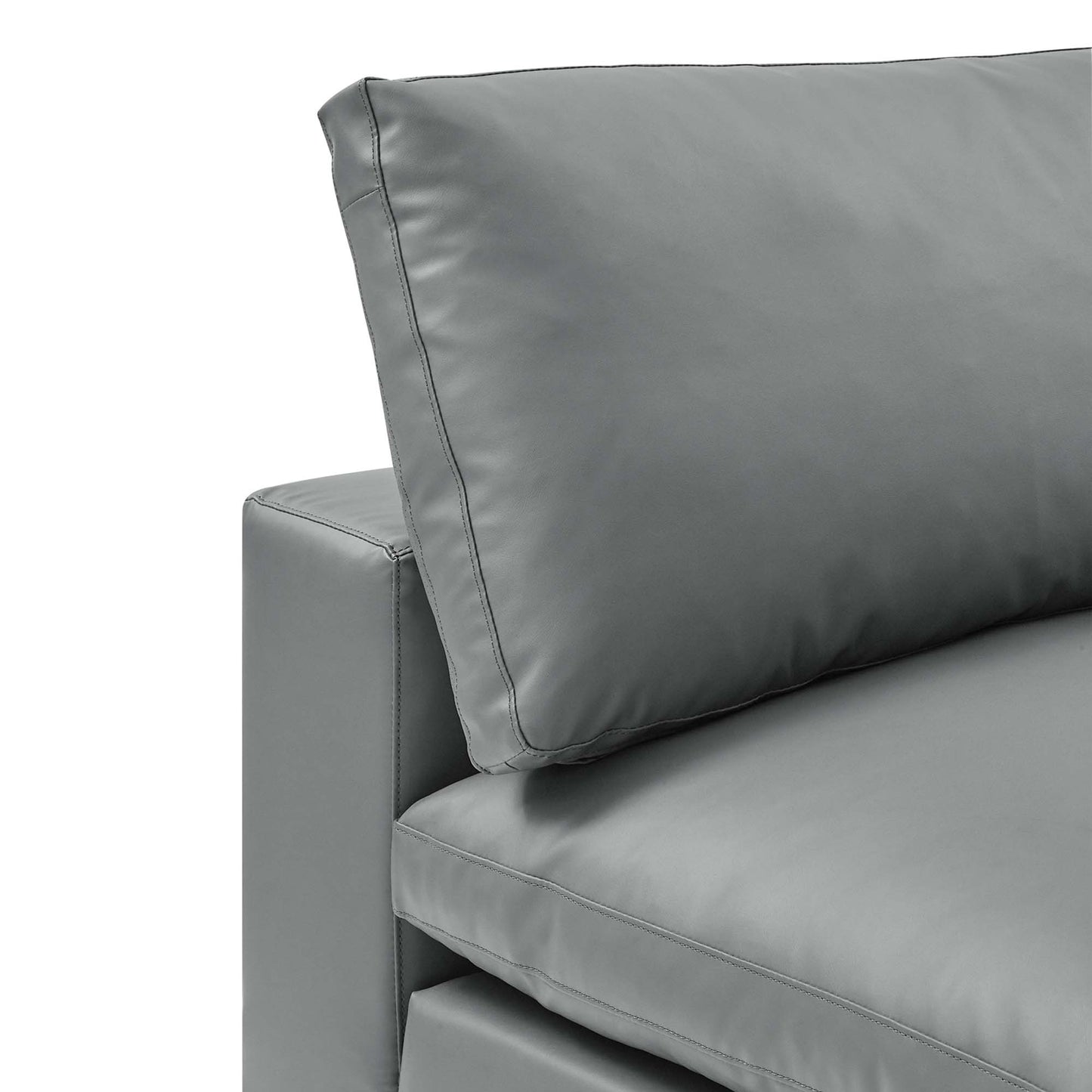 Commix Down Filled Overstuffed Vegan Leather Armless Chair