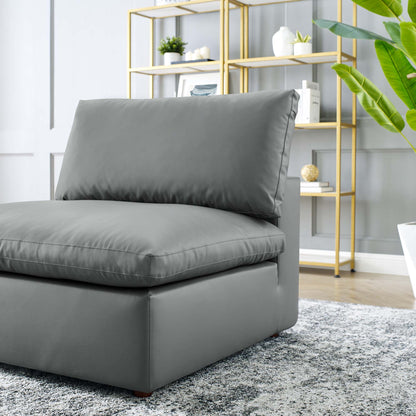 Commix Down Filled Overstuffed Vegan Leather Armless Chair