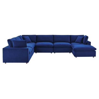 Commix Down Filled Overstuffed Performance Velvet 7-Piece Sectional Sofa