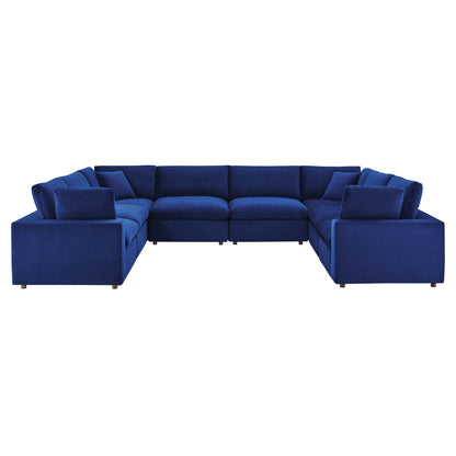 Commix Down Filled Overstuffed Performance Velvet 8-Piece Sectional Sofa