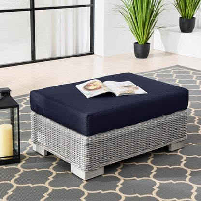 Conway Outdoor Patio Wicker Rattan Ottoman